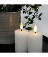LED Blokklys, 2 stk, flammeeffekt, hvit - 7,5cm høy, Ø5cm, fungerer med fjernkontroll, ekte stearin