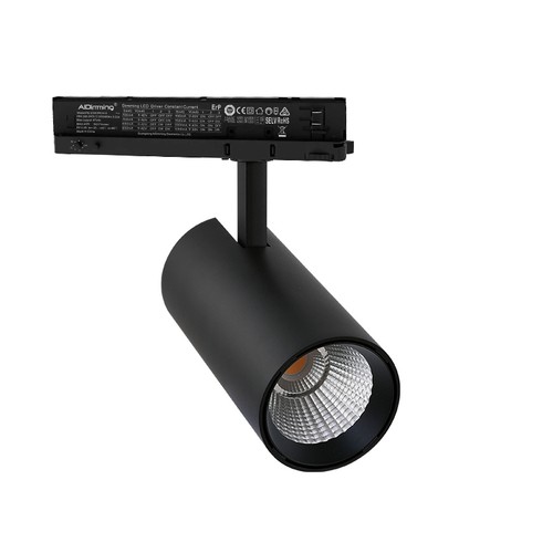 30W 3-faset dimbar RA92 PRO-CCT skinnespot - 120lm/W, sort, justerbar CCT + lysstyrke, 3900lm, flimmerfri