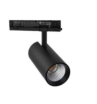 30W 3-faset dimbar RA92 PRO-CCT skinnespot - 120lm/W, sort, justerbar CCT + lysstyrke, 3900lm, flimmerfri
