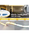 10W/m CCT COB-LED strip - 5m, IP20, 512 LED per meter, 24V, RA97