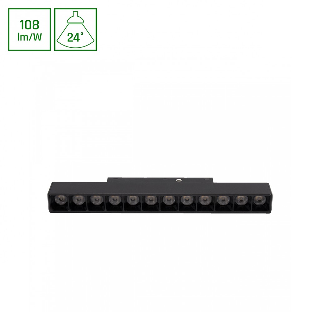System Shift Basic Lineært Armatur 12W – Gitter S, 220mm, 4000K, Svart – Dimbar : Ikke dimbar, Kulør : Nøytral