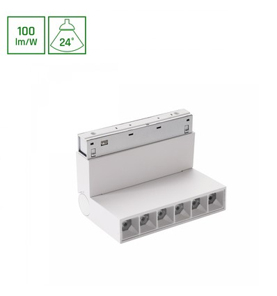 6W SYSTEM SHIFT BASIC GRID XS skinnespot, 48V - 4000K, hvit, 24 grader, justerbar, 48V skinnesystem