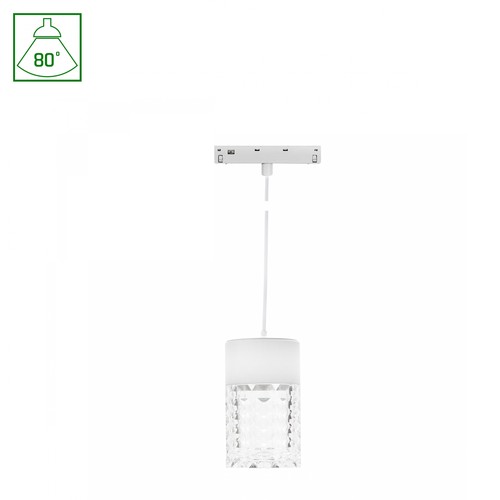 7W SYSTEM SHIFT BASIC HANGIT CRISTAL skinnespot, 48V - 2700K, 80°, IP20, 110cm wireoppheng