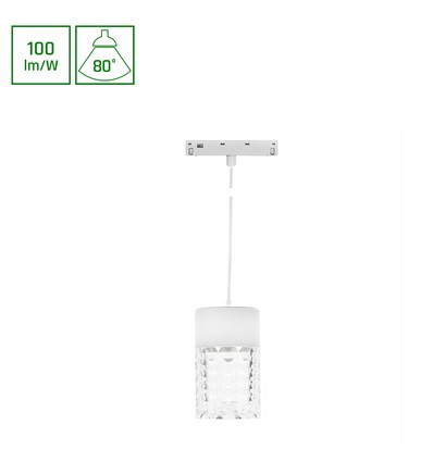 SHIFT Basic - Hangit Krystallarmatur, nedhengt, 55x110mm (1100mm wire), 7W, 4000K, hvit