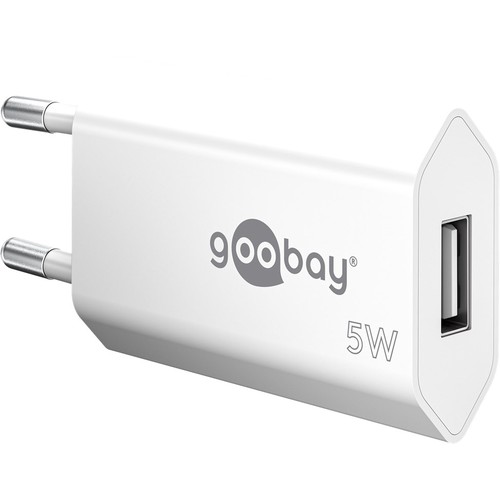 Goobay USB-lader 5W - USB-A, hvit, perfekt for mobil og lamper