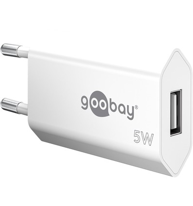 Goobay USB-lader 5W - USB-A, hvit, perfekt for mobil og lamper