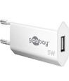 Goobay USB-lader 5W - USB-A, hvit, perfekt for mobil og lamper