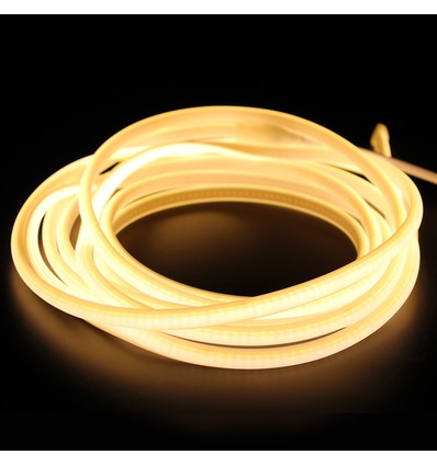 5 m.vanntett Neon COB LED strip - 230V, IP67, 288 LED, 11,5W/m, kan kuttes hver 10cm