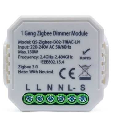 Zigbee innbyggingsdimmer - 150W LED dimmer, kip-tryk/push dim, Zigbee, til innbygging