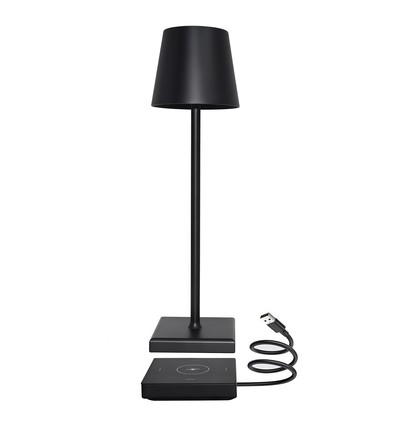 LED bordlampe med trådøs lading - Sort, IP54 Innendørs/utendørs, berøringsdimbar