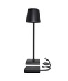 LED bordlampe med trådøs lading - Sort, IP54 Innendørs/utendørs, berøringsdimbar
