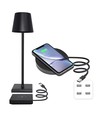 LED bordlampe med trådøs lading - Sort, IP54 Innendørs/utendørs, berøringsdimbar