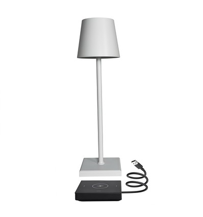 LED bordlampe inkl. trådøs lading - Hvit, IP54 Innendørs/utendørs, berøringsdimbar