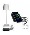 LED bordlampe inkl. trådøs lading - Hvit, IP54 Innendørs/utendørs, berøringsdimbar