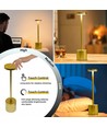 Oppladbar LED bordlampe med trådøs lading - Gull, IP54 Innendørs/utendørs, berøringsdimbar