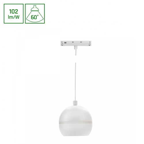 10W SHIFT BASIC GLOBE RING PENDANT skinnespot, 48V - 1020lm, 2700K, hvit, IP20, inkl. lyskilde