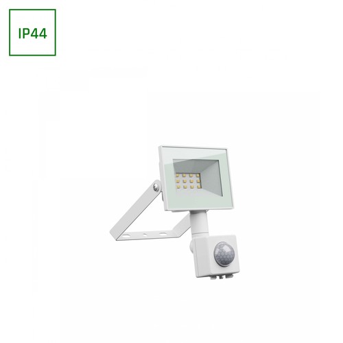 Noctis Lux 4 Projektør 10W - Nøytral hvit, 230V, IP44, 94x150x53mm, Hvit, PIR sensor