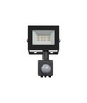 10W lyskaster med sensor - IP44, sort, arbeidslampe, PIR-sensor