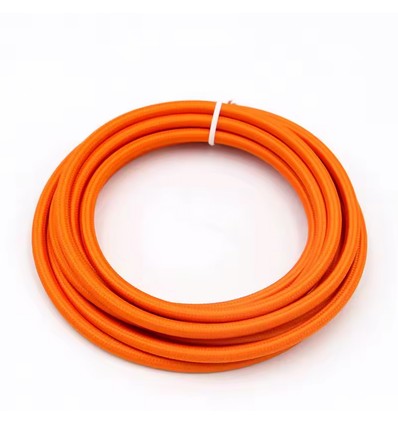 Stoffkabel 2x0,75 mm², tekstil - 5 meter, 230V, oransje