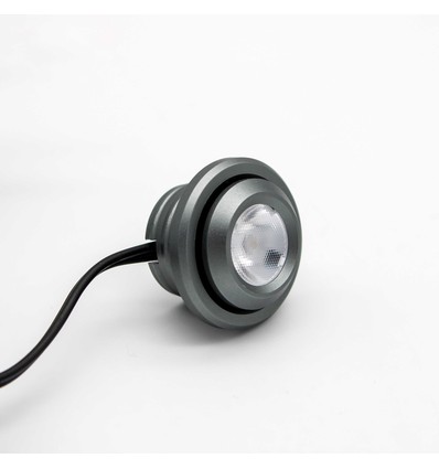 1W Ø2,9cm SPOT29 møbelspot innfelling RA90 - 12V DC, Hull: Ø2 cm, Mål: Ø2,9 cm, Børstet stål