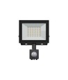 Noctis Lux lyskaster 30W - nøytral hvit, 230V, IP44, 141x185x53mm, svart, PIR sensor.