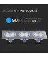 3xGU10 Lampe - Kvadratisk, Børstet Aluminium