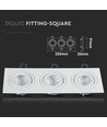 3-hulls kvadratisk innfellingsspot for 3x GU10 - Hvit, aluminium, IP20 innendørs, hull: 235x75mm, mål: 255x91mm
