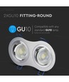 2xGU10 Lampe - Rund, Børstet Aluminium