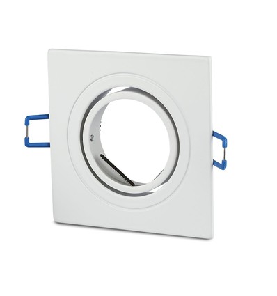 GU10 innfellingsspot - Kvadratisk, hvit, aluminium, hull: Ø7,5 cm, mål: 9,1 x 9,1 cm