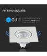 GU10 innfellingsspot - Kvadratisk, hvit, aluminium, hull: Ø7,5 cm, mål: 9,1 x 9,1 cm