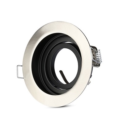 GU10 innfellingsspot, dypt design - Rund, Satin nikkel, Hull: Ø9 cm, Mål: Ø10 cm