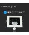 GU10 innfellingsspot, kvadratisk - Hvit, aluminium, hull: 90x90 mm, mål: 100x100 mm, uten lyskilde