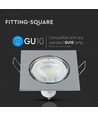 GU10 innfellingsspot Firkantet - Krom, IP20 innendørs, Hull: Ø7,4 cm, uten lyskilde