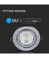 GU10 innfellingsspot, rund - Rustfritt stål, justerbar, hull: Ø7,4 cm, IP20