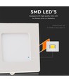 V-Tac 12x12cm, 6W LED innbyggingspanel - Hull: 11x11 cm, Mål: 12x12 cm, 230V