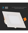 V-Tac 12x12cm, 6W LED innbyggingspanel - Hull: 11x11 cm, Mål: 12x12 cm, 230V