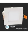 V-Tac 12x12cm, 6W LED innbyggingspanel - Hull: 11x11 cm, Mål: 12x12 cm, 230V