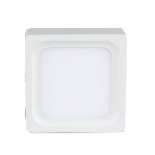 15W kvadratisk LED påbygningspanel - 1500lm, 15,5x15,5cm, hvit kant, varm hvit
