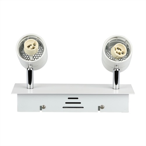 2x GU10 skinnespot til 1-faset skinne - Hvit, aluminium, justerbar, uten lyskilde