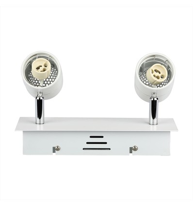 2x GU10 skinnespot til 1-faset skinne - Hvit, aluminium, justerbar, uten lyskilde