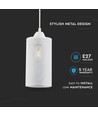 E27 pendel i matt hvit metall - Ø13cm, 1 meter ledning, IP20 innendørs, 5 års garanti