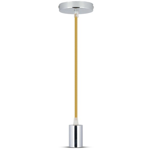 E27 Krom Metall Kopp Pendellampe - Beige