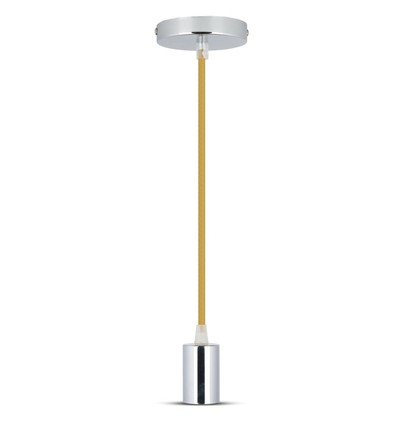 E27 Krom Metall Kopp Pendellampe - Beige