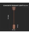 E27 pendel i brun betong - Ø5cm, uten lyskilde, max 60W