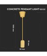 E27 Betong Pendel Lampe - beige