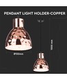 Pendel lampe i kobber til E27 - Uten lyskilde, IP20