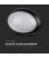 8W oval LED taklampe - IP54, sort, 18,7 x 12,6 cm, vegg/takmontering, inkl. lyskilde