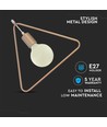 Geometrisk trekantet pendel, Champagne gull - E27 fatning, 1m ledning, metall, max 60W