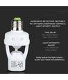 E27 fatning med 360° infrarød bevegelsessensor - Max 60W, rekkevidde opptil 6m, innendørs/utendørs