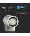 GU10 vegglampe med nedadgående lys - IP44 utendørs, rustfritt stål, uten lyskilde